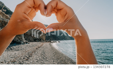 Heart-Shaped View of a Coastal Landscape Heart-Shaped View of a Coastal Landscape 134307278