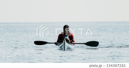 Kayak Paddler Ocean Water Sport Kayak Paddler Ocean Water Sport 134307281