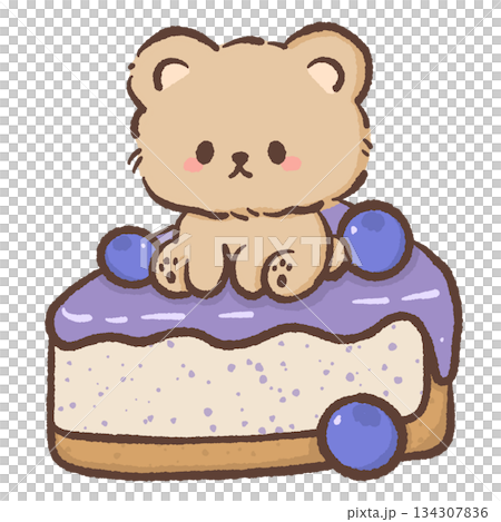 Cute kawaii teddy bear sitting on top a blueberries cheesecake pastel dessert illustration sweet playful character for bakery clipart and stickers Cute kawaii teddy bear sitting on top a blueberries cheesecake pastel dessert illustration sweet playful character for bakery clipart and stickers 134307836