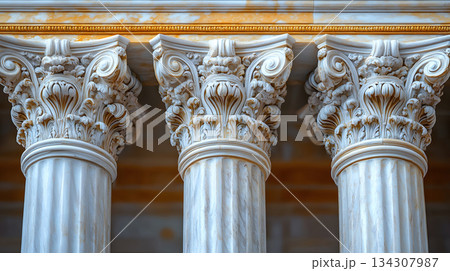 Classical architecture elements with decorative columns. 134307987