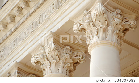 Classical architecture elements with decorative columns. 134307988