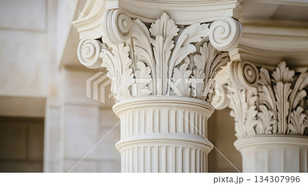 Classical architecture elements with decorative columns. Classical architecture elements with decorative columns. 134307996