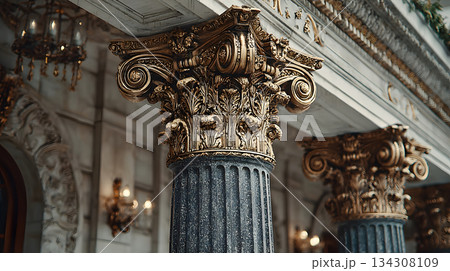 Classical architecture elements with decorative columns. Classical architecture elements with decorative columns. 134308109