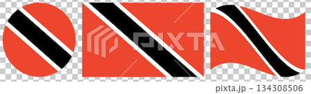 Trinidad and Tobago flags collection. Round flag of Trinidad and Tobago in circle shape. Waving flag of Trinidad and Tobago isolated. Trinidad and Tobago flags collection. Round flag of Trinidad and Tobago in circle shape. Waving flag of Trinidad and Tobago isolated. 134308506
