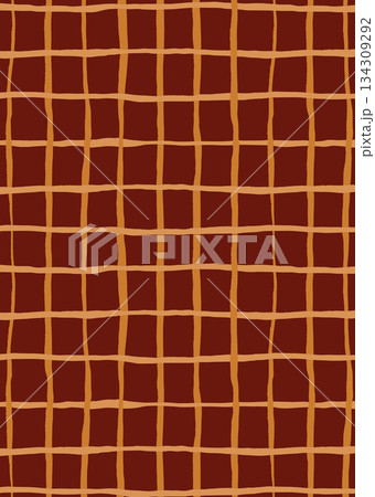 Christmas abstract checkered background with brown and yellow stripes. Hand drawn illustration for design, print, fabric or background. Christmas abstract checkered background with brown and yellow stripes. Hand drawn illustration for design, print, fabric or background. 134309292