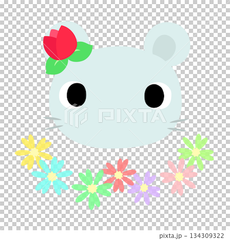 可愛的老鼠標誌 春鬱金香 134309322