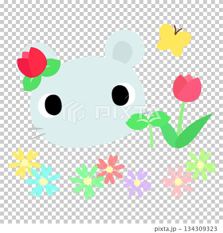 可愛的老鼠標誌 春鬱金香 134309323