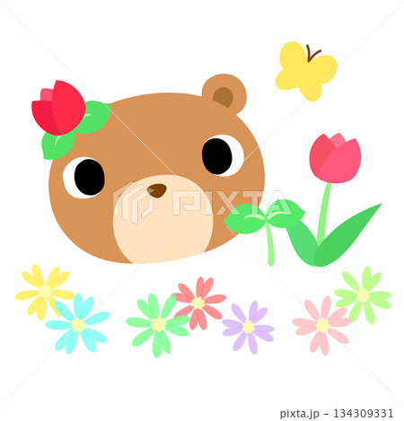可愛いクマのマーク 春のチューリップ 可愛いクマのマーク 春のチューリップ 134309331