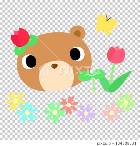 可愛いクマのマーク 春のチューリップ 可愛いクマのマーク 春のチューリップ 134309331