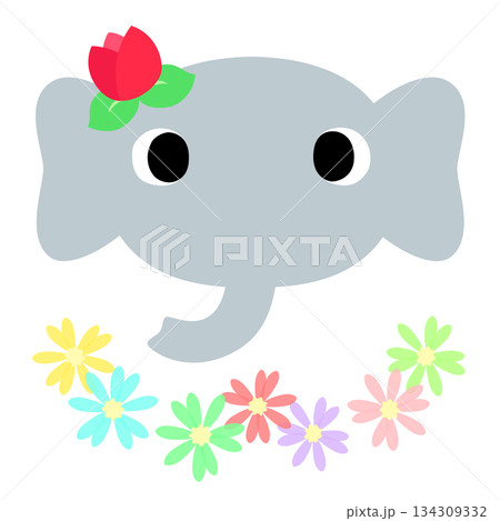 可愛いゾウのマーク 春のチューリップ 可愛いゾウのマーク 春のチューリップ 134309332