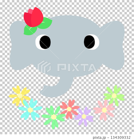 可愛いゾウのマーク 春のチューリップ 可愛いゾウのマーク 春のチューリップ 134309332