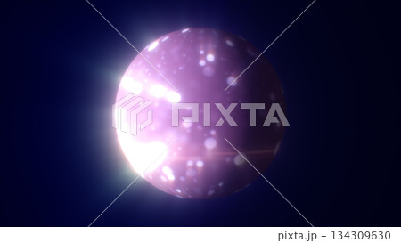 Soft glowing pink sphere with floating light particles and dreamy radiant reflections in a dark cosmic backdrop Soft glowing pink sphere with floating light particles and dreamy radiant reflections in a dark cosmic backdrop 134309630