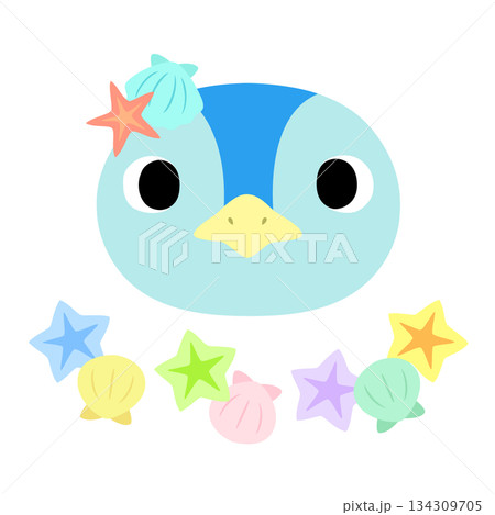 可愛いペンギンのマーク 夏の貝殻 可愛いペンギンのマーク 夏の貝殻 134309705