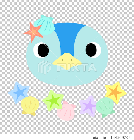 可愛いペンギンのマーク 夏の貝殻 可愛いペンギンのマーク 夏の貝殻 134309705