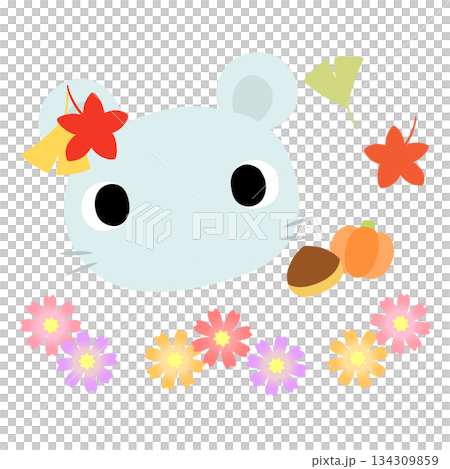 Cute mouse logo Autumn leaves 134309859