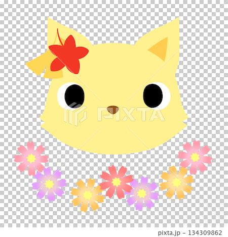 可愛いキツネのマーク　秋の紅葉 134309862