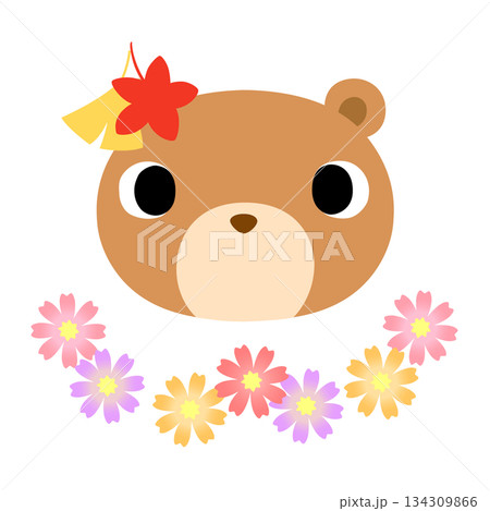 可愛いクマのマーク 秋の紅葉 可愛いクマのマーク 秋の紅葉 134309866