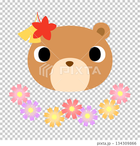 可愛いクマのマーク 秋の紅葉 可愛いクマのマーク 秋の紅葉 134309866
