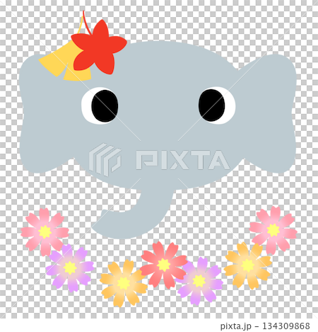 可愛いゾウのマーク　秋の紅葉 134309868