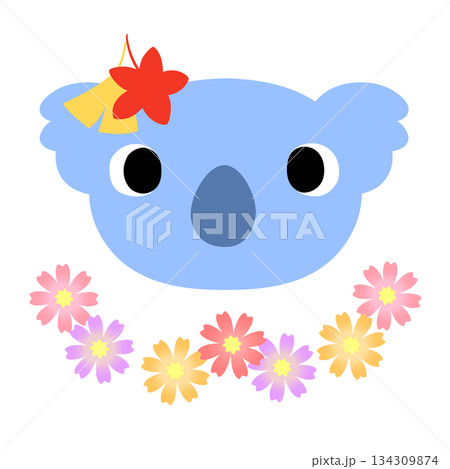 可愛いコアラのマーク　秋の紅葉 134309874