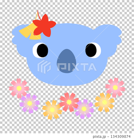 可愛いコアラのマーク　秋の紅葉 134309874