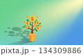 鉢植えから成長する金のなる木と硬貨、投資と資産形成のイラスト 鉢植えから成長する金のなる木と硬貨、投資と資産形成のイラスト 134309886