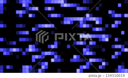 Abstract background, video in high quality 4k. Blue and white moving squares and lines are beautiful and glowing magical energy 134310019