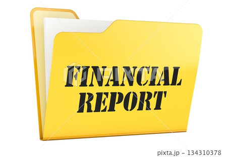 Financial report folder with documents. 3D rendering 134310378