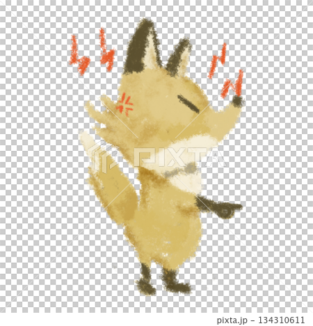 Illustration of an angry fox asking for attention (sideways pose) Illustration of an angry fox asking for attention (sideways pose) 134310611