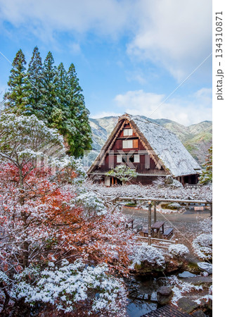 雪化粧した下呂温泉合掌村《岐阜県下呂市》 134310871