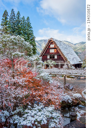 雪化粧した下呂温泉合掌村《岐阜県下呂市》 雪化粧した下呂温泉合掌村《岐阜県下呂市》 134310872