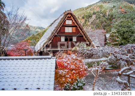 雪化粧した下呂温泉合掌村《岐阜県下呂市》 134310873