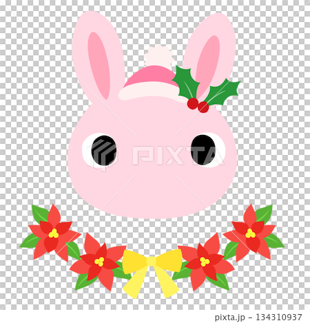 Cute rabbit logo winter Christmas 134310937