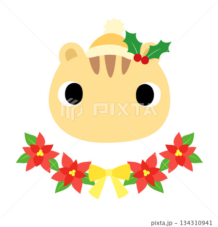 可愛いリスのマーク　冬のクリスマス 134310941