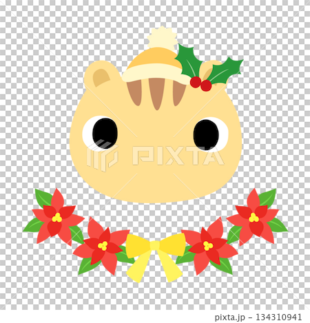 可愛いリスのマーク　冬のクリスマス 134310941