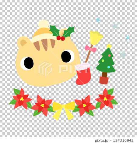 可愛的松鼠標誌 冬季聖誕節 134310942