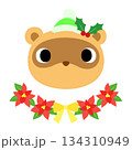 可愛いタヌキのマーク 冬のクリスマス 可愛いタヌキのマーク 冬のクリスマス 134310949