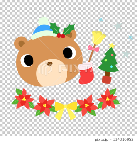 Cute bear logo winter Christmas 134310952