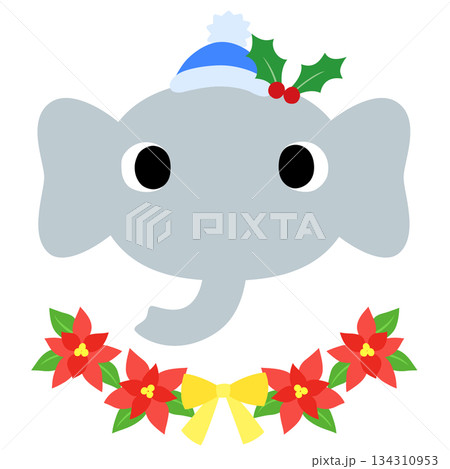 可愛いゾウのマーク 冬のクリスマス 可愛いゾウのマーク 冬のクリスマス 134310953