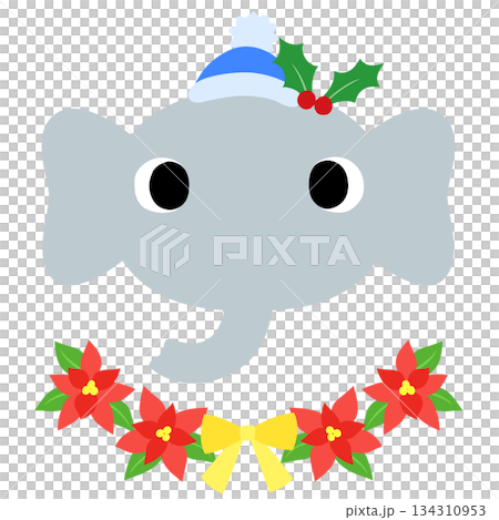 Cute Elephant Logo Winter Christmas 134310953