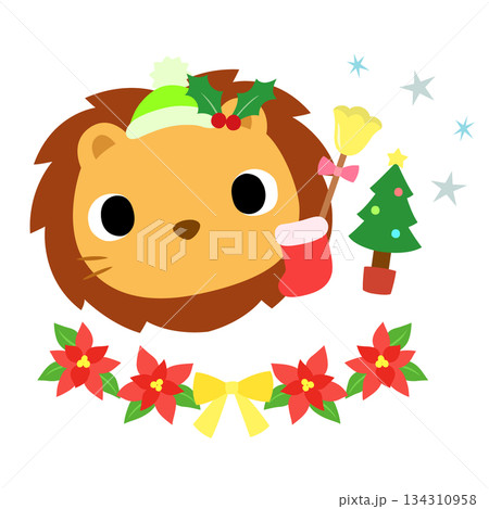 可愛いライオンのマーク　冬のクリスマス 134310958