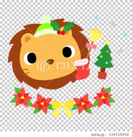 可愛いライオンのマーク　冬のクリスマス 134310958