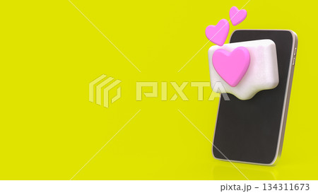 Love Message Notification on Smartphone Social Media Concept 3d render. 134311673