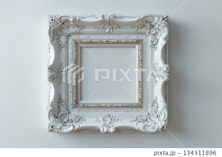 Art. Empty poster. Picture frame in baroque style. Empty stylish photo frame. Mock up for modern interior and branding. Art. Empty poster. Picture frame in baroque style. Empty stylish photo frame. Mock up for modern interior and branding. 134311896
