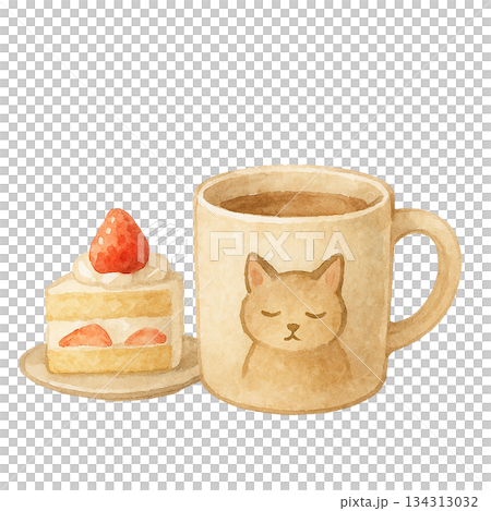 水彩插畫貓咪馬克杯蛋糕 134313032