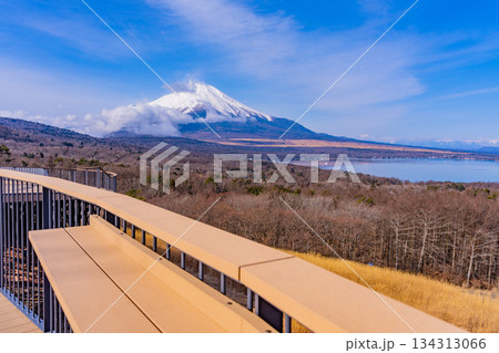 【山梨県】新装なった山中湖明神山パノラマ台から富士山を望む 【山梨県】新装なった山中湖明神山パノラマ台から富士山を望む 134313066