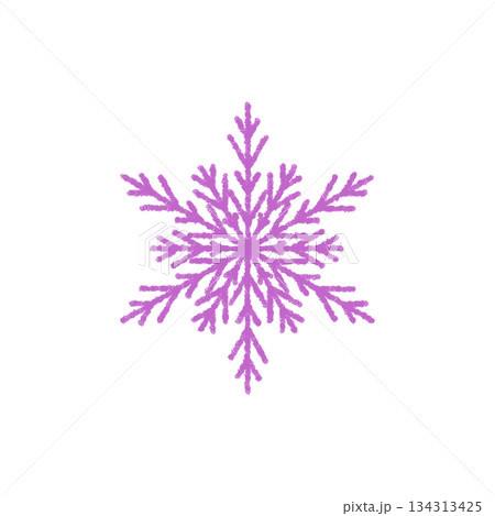 Purple chalk style snowflake crystal symbol with cold winter mood. Ice decoration and snow flake shape as christmas icon, for seasonal ornament or festive holiday winter use. Purple chalk style snowflake crystal symbol with cold winter mood. Ice decoration and snow flake shape as christmas icon, for seasonal ornament or festive holiday winter use. 134313425