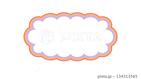 Groovy scallop rectangle outline border with retro bubble shape and bold line. Y2k frame and background element, playful graphic design for trendy modern contexts stylish compositions. 134313565