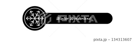 Black and white line snow flake circle label. Winter box lid seal, for package or shipping element. Christmas decoration, snowflake illustration for package label and seasonal box. Black and white line snow flake circle label. Winter box lid seal, for package or shipping element. Christmas decoration, snowflake illustration for package label and seasonal box. 134313607
