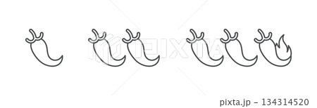 Spice Level Scale Icon. Thin Line Illustration of Progressive Chili Peppers Indicating Heat Levels, Symbolizing Mild, Medium and Hot Spiciness for Food Labels. Isolated Outline Vector Sign. Spice Level Scale Icon. Thin Line Illustration of Progressive Chili Peppers Indicating Heat Levels, Symbolizing Mild, Medium and Hot Spiciness for Food Labels. Isolated Outline Vector Sign. 134314520